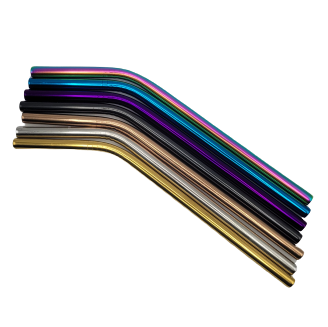 Paille en acier inoxydable pliée