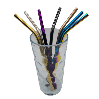 Paille en acier inoxydable courbée