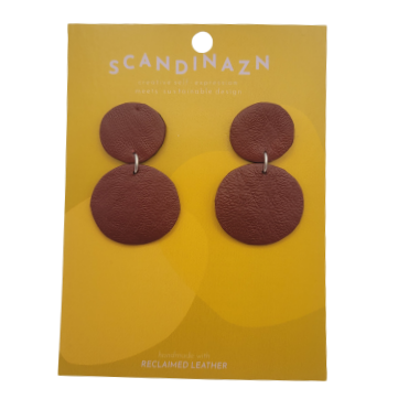 Boucles d'oreilles en cuir revalorisé - Cercles