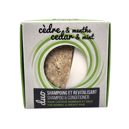 Duo shampoing-revitalisant en barre - cheveux normaux et gras