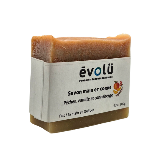 Savon pêche, vanille et canneberge